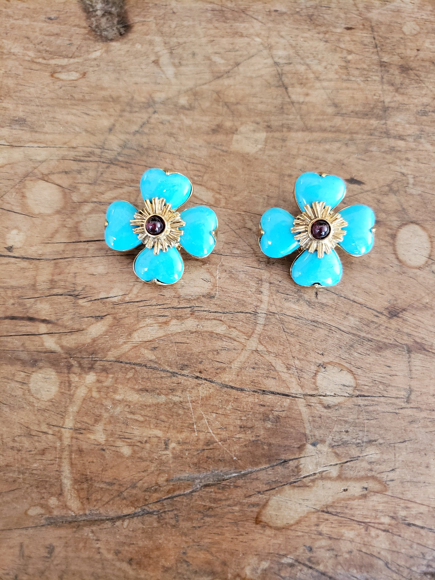 Robert Goossens Blue Floral Earrings (Chanel jewelry designer)